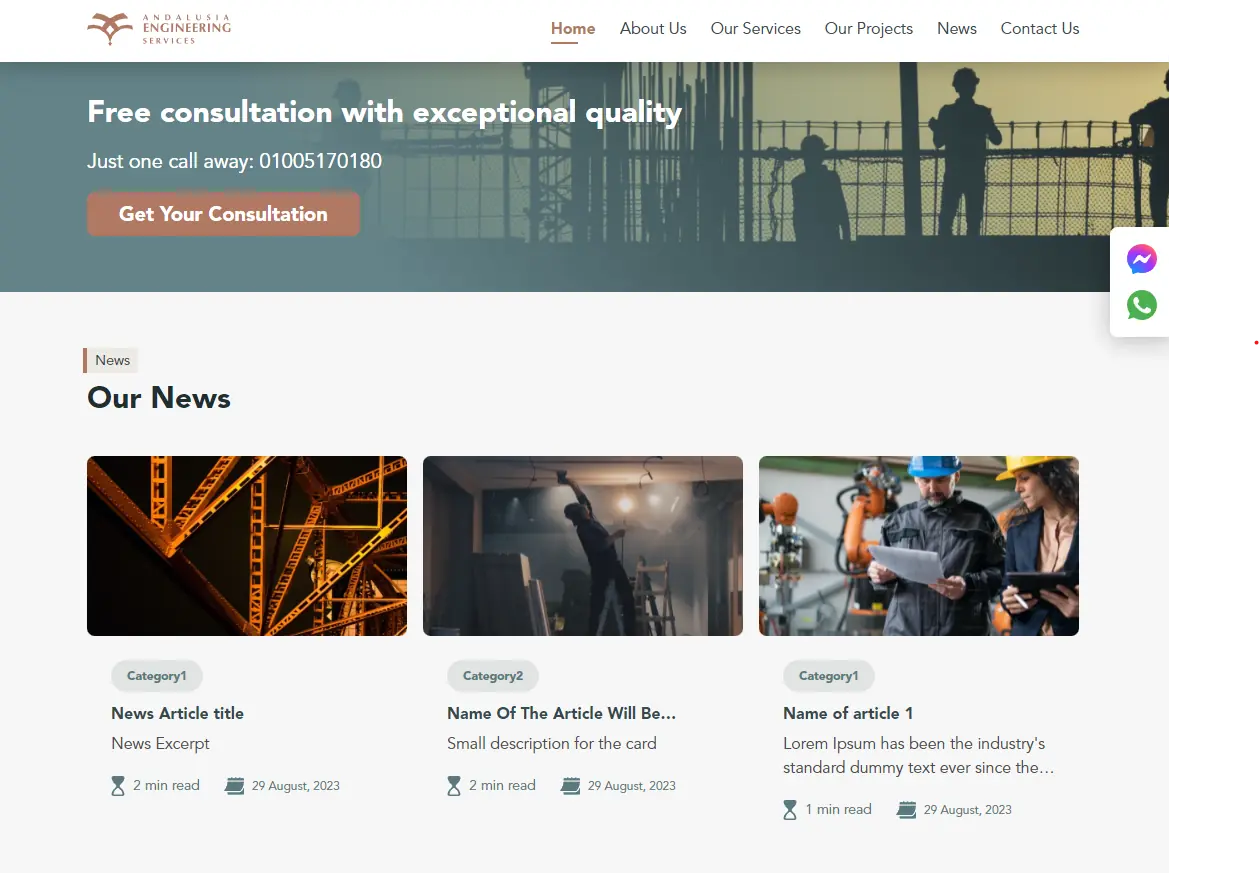 Screenshot from Andalusia Engineering Services