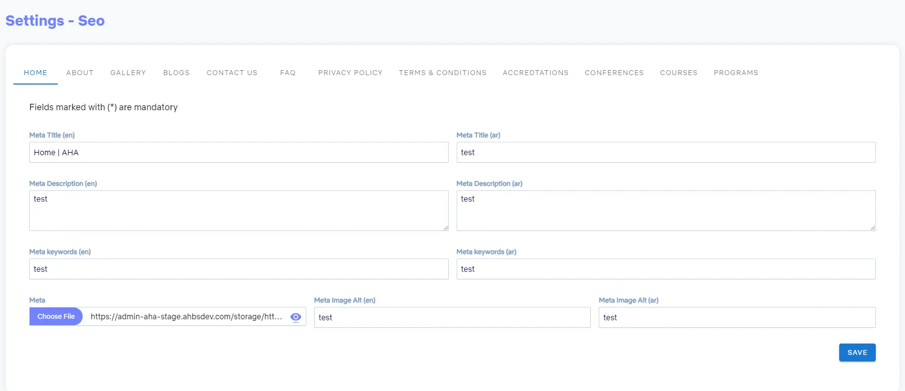 Screenshot from DotCare CMS
