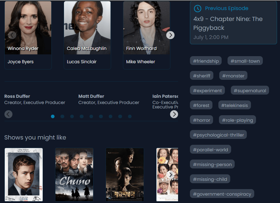 Screenshot from TVShowSeeker
